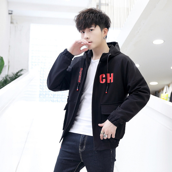 Geaca de zi cu zi pentru barbati cu aplicatie in doua culori