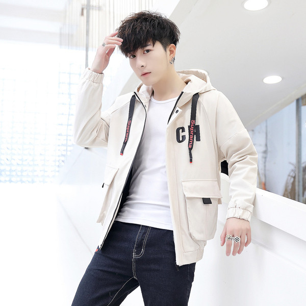 Geaca de zi cu zi pentru barbati cu aplicatie in doua culori