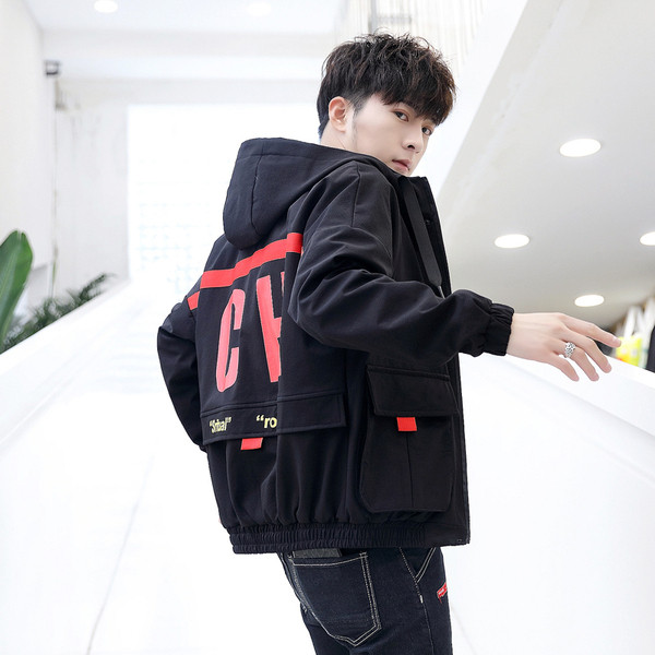 Geaca de zi cu zi pentru barbati cu aplicatie in doua culori