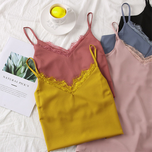 Actual maiou de damă cu bretele subțiri în mai multe culori