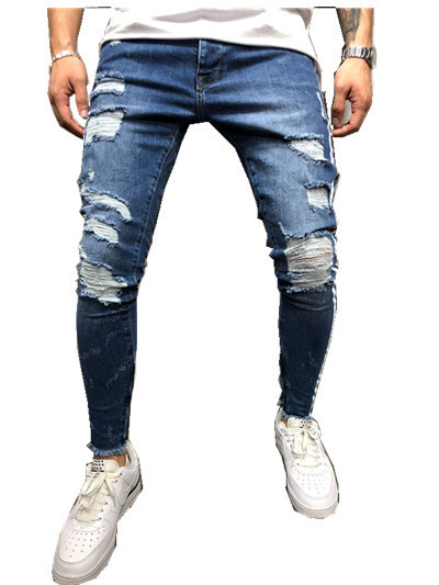 Blugi de bărbați moderni cu motive rupte în două culori