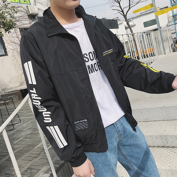 Geacă casual bărbătească cu inscripții în două culori