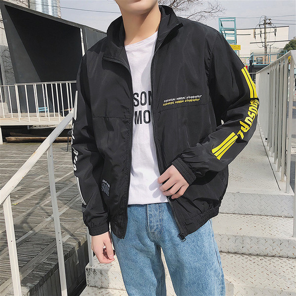 Geacă casual bărbătească cu inscripții în două culori