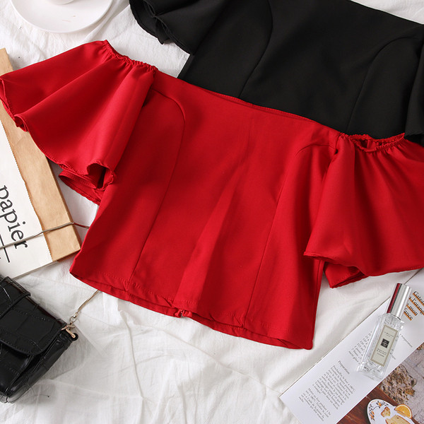 Bluză de damă cu mâneci căzute în mai multe culori