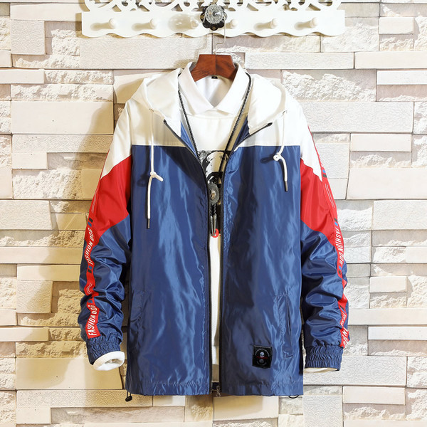 Jacheta casual pentru barbati in culori irizate cu gluga