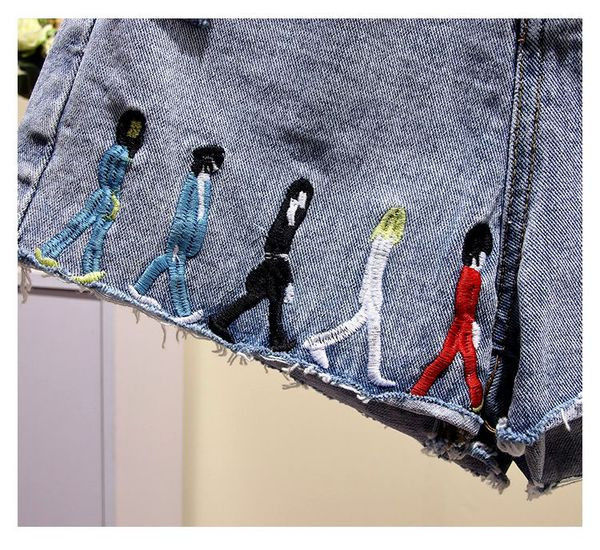 Blugi de dama eleganti cu talie inalta si motiv rupt