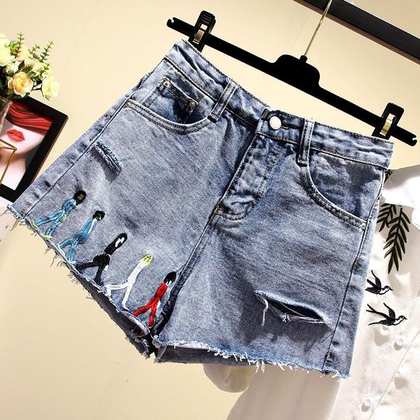 Blugi de dama eleganti cu talie inalta si motiv rupt