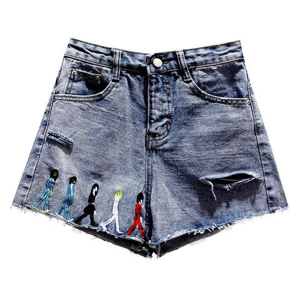 Blugi de dama eleganti cu talie inalta si motiv rupt