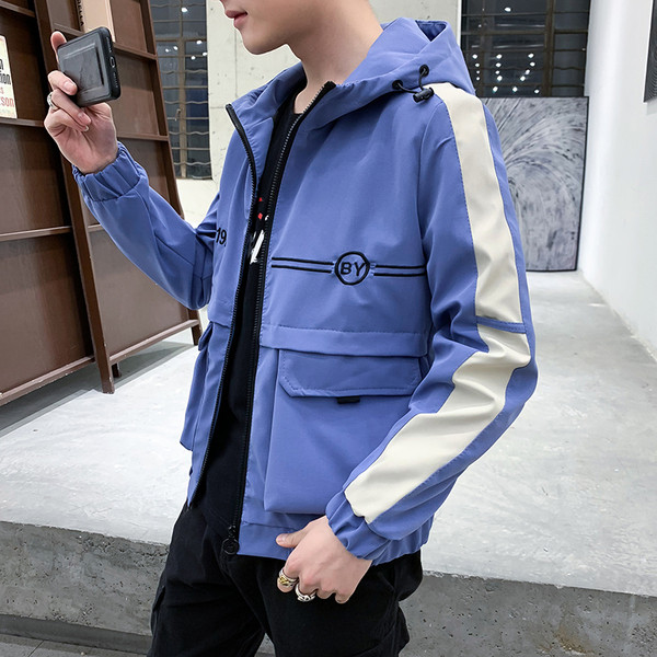 Μοντέρνο ανδρικό σακάκι σε τρία χρώματα με κουκούλα