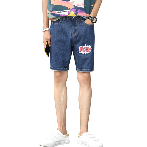 Blugi scurti casual barbatesti cu aplicatie