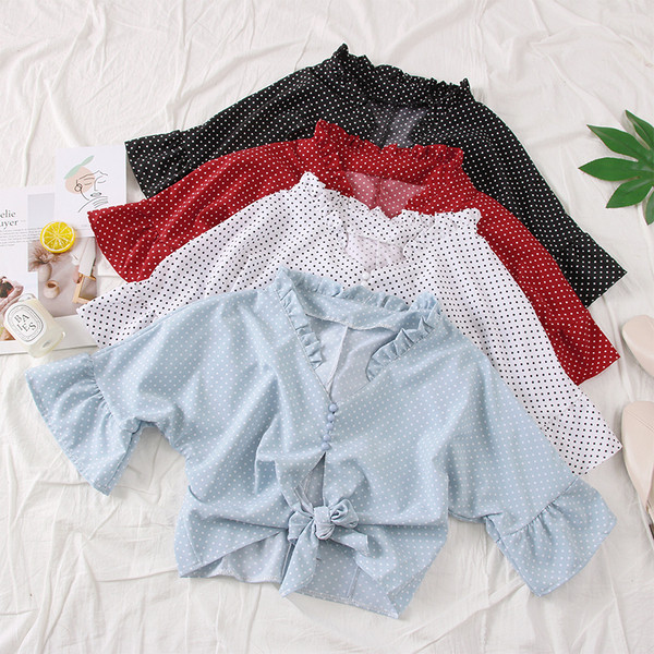 Γυναικείες κοντές μπλούζες με ντεκολτέ σε σχήμα V