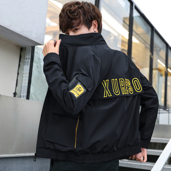 Jachetă casual pentru bărbați cu inscripție în trei culori