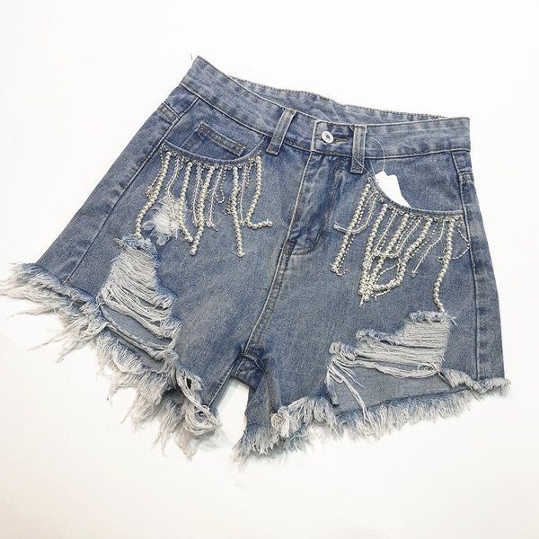 Стилни дамски дънки с разкъсани мотиви и висока талия