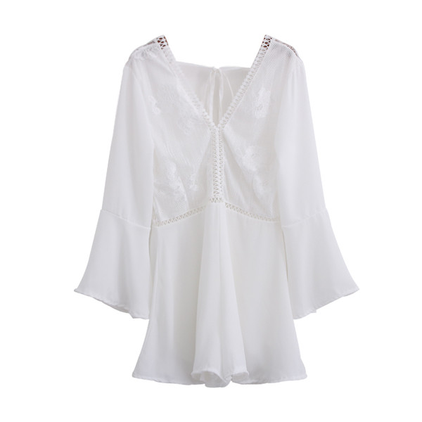 Salopetă de damă modernă cu decolteu în V și decupaje