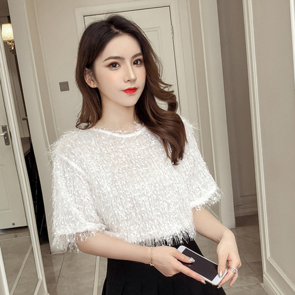 Modern női blúz rövid ujjal, három színben