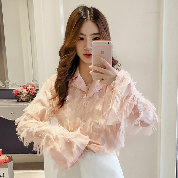 Aktuális női ing két színben rojtokkal