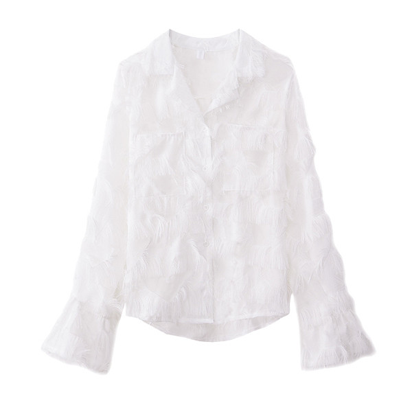 Aktuális női ing két színben rojtokkal