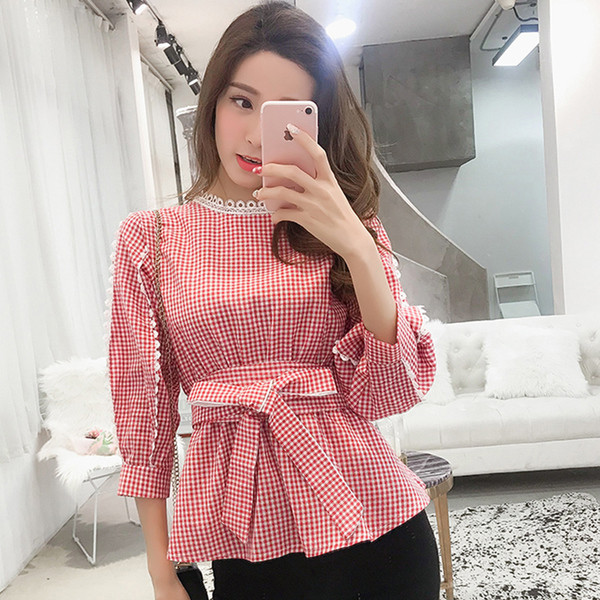 Stílusos női blúz három színben O-nyakkal és szalaggal