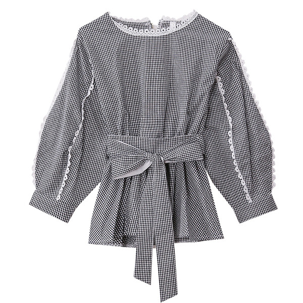 Stílusos női blúz három színben O-nyakkal és szalaggal