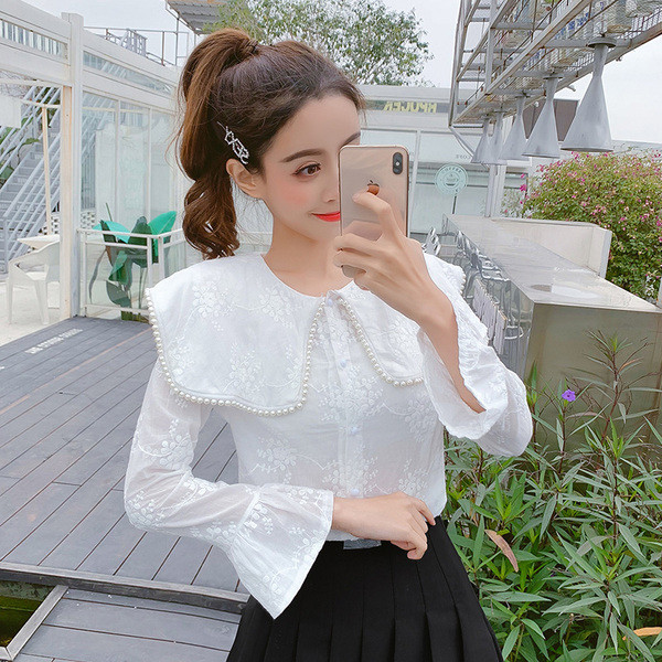 Aktuális női csipke ing fehér színben