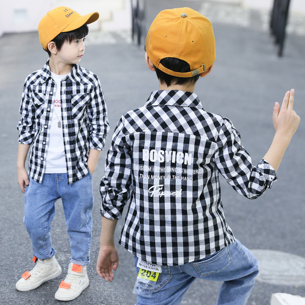 Cămașă pentru copii în carouri pentru băieți în trei culori