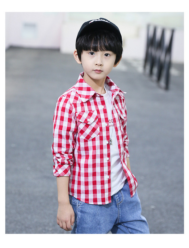 Cămașă pentru copii în carouri pentru băieți în trei culori
