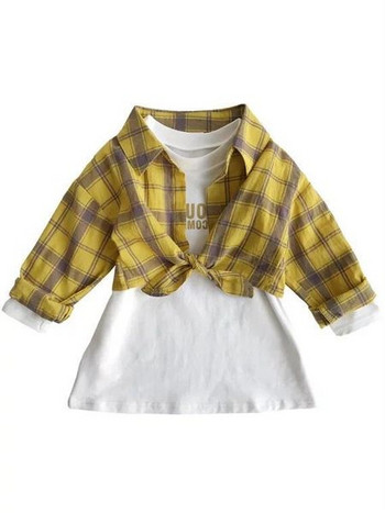 Модерна детска карирана  риза за момичета в няколко цвята 