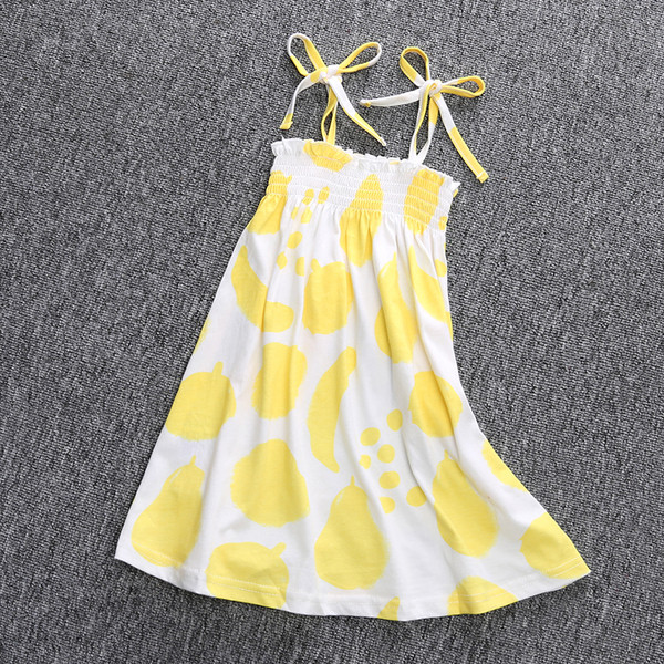 Rochie moderna pentru copii cu bretele subtiri si motiv colorat