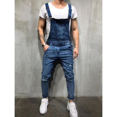 Модерен мъжки гащеризон с накъсани мотиви в три цвята 