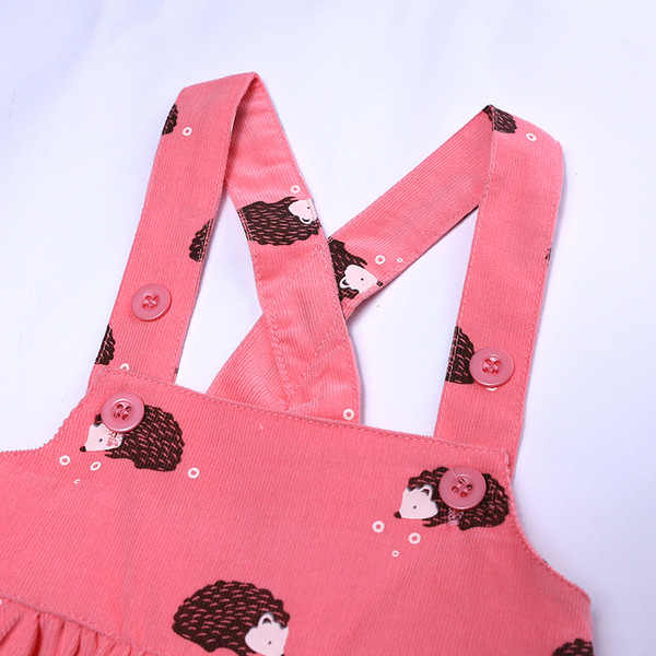 Rochie moderna pentru copii roz cu aplicatie si nasturi