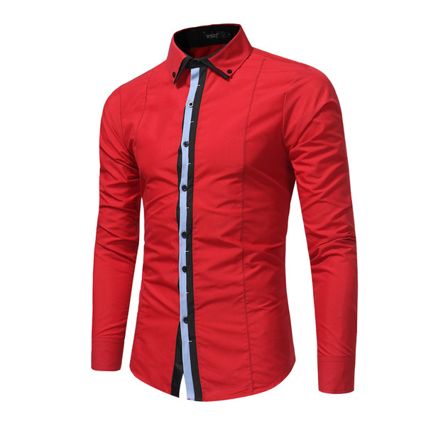 Sportos-elegáns férfi hosszú ujjú ing fekete, piros és fehér színekben