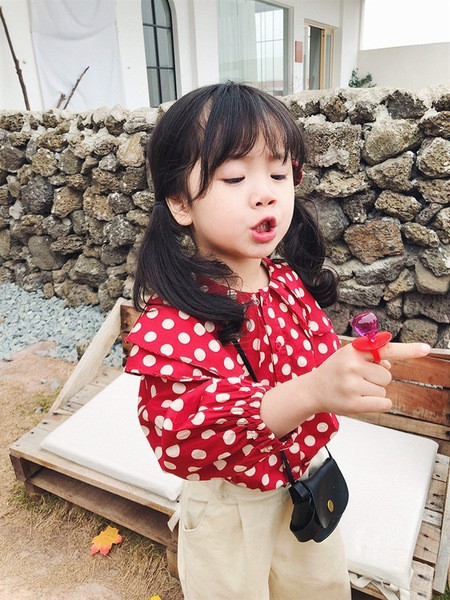 Modern gyerek ing lányoknak piros színben