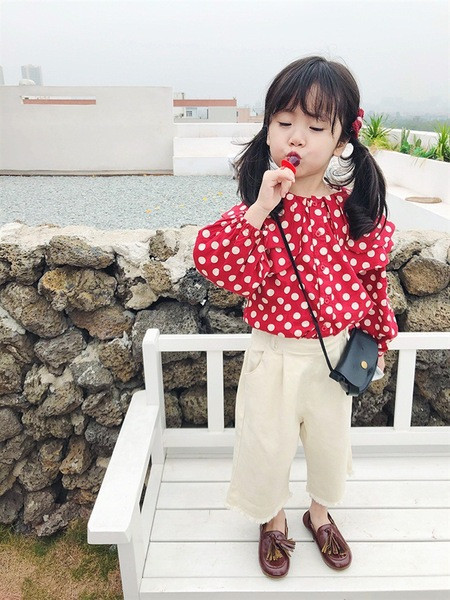 Modern gyerek ing lányoknak piros színben