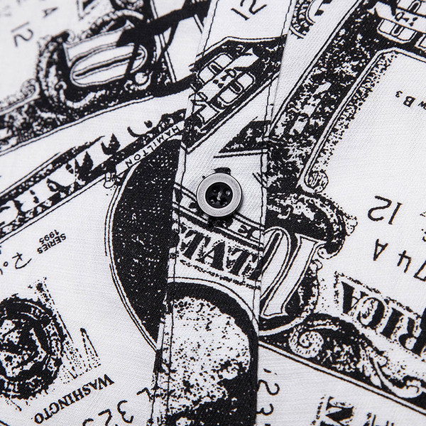 Modern férfi ing fekete-fehér mintával