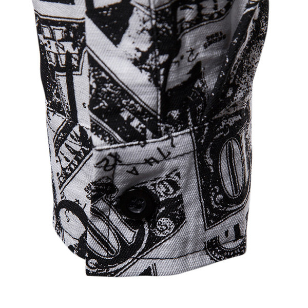 Modern férfi ing fekete-fehér mintával