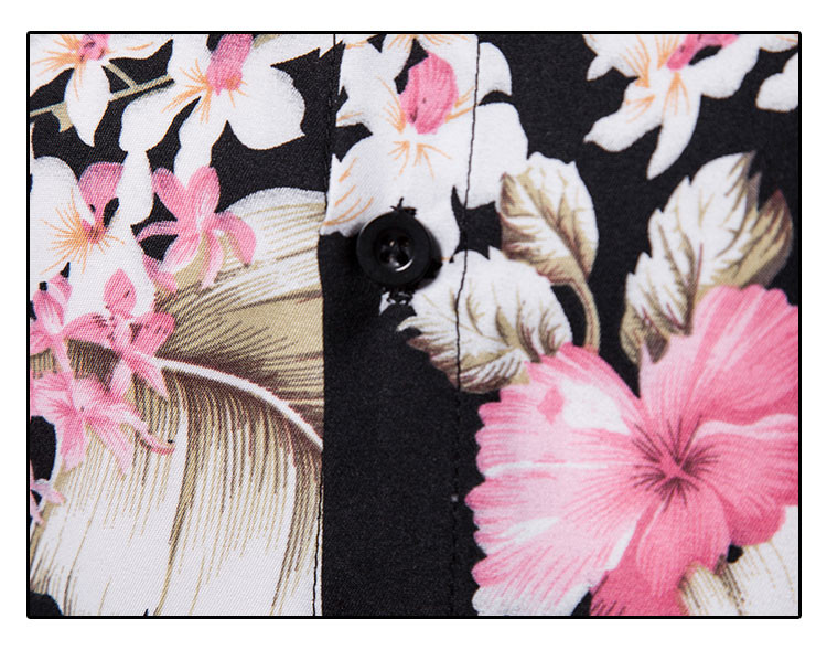 Tavaszi férfi ing fekete színben virágos motívumokkal