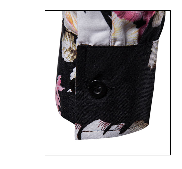 Tavaszi férfi ing fekete színben virágos motívumokkal