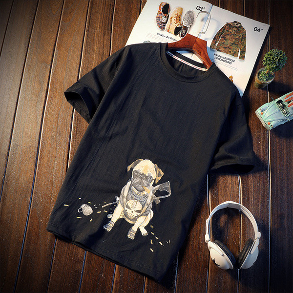 Alkalmi férfi póló fekete-fehér rátéttel