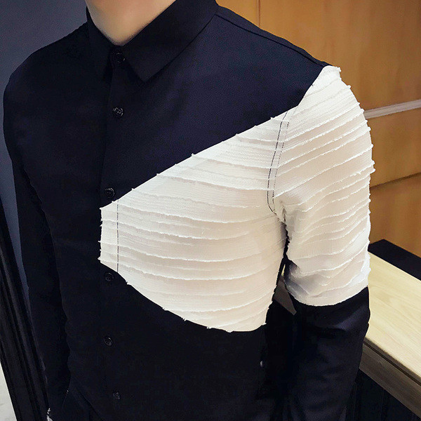 Modern, hosszú ujjú férfi ing fekete-fehér színben