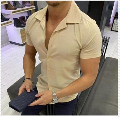 Sima modell férfi ing rövid ujjal, különböző színekben
