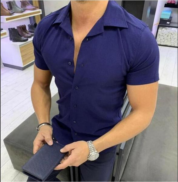 Sima modell férfi ing rövid ujjal, különböző színekben