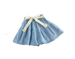 Modern gyerek farmerszoknya szalaggal