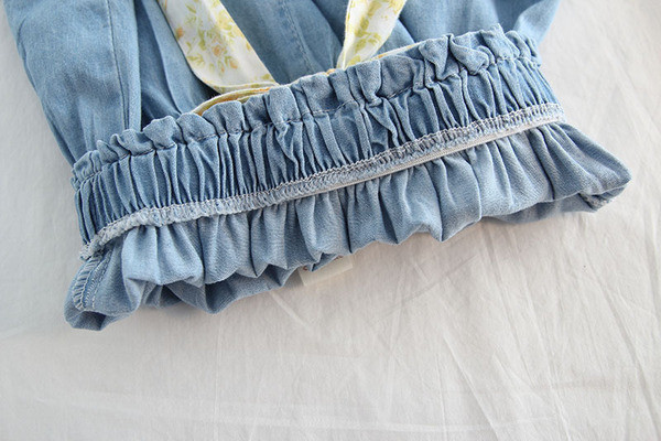 Modern gyerek farmerszoknya szalaggal