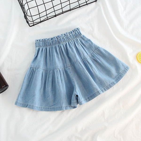 Modern gyerek farmerszoknya szalaggal