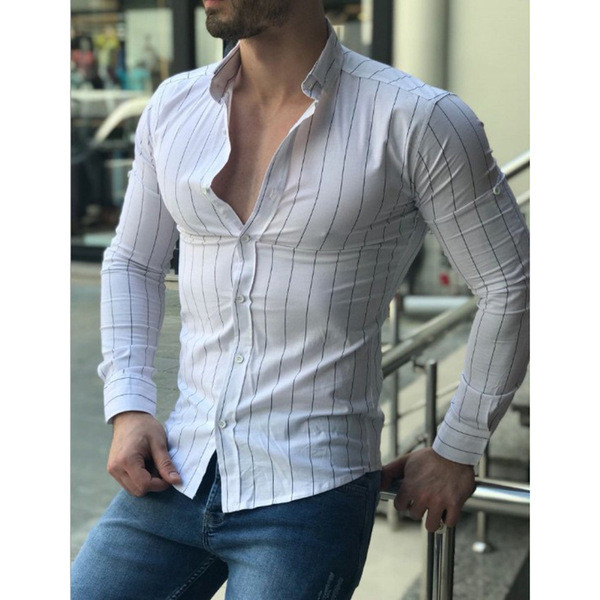 Csíkos férfi hosszú ujjú ing négy színben