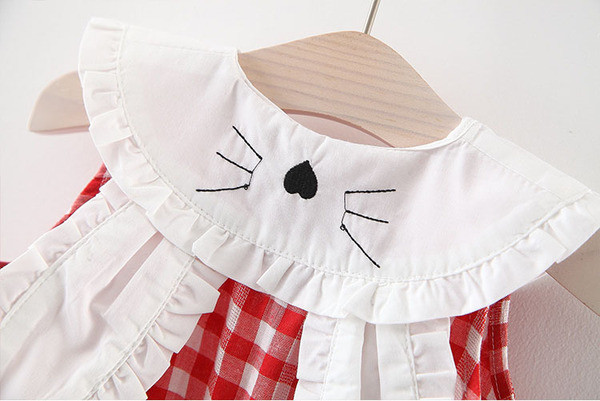 Modern kockás gyerekruha két színben gallérral