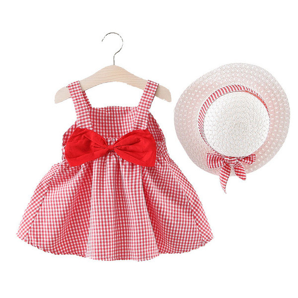 Modern kockás gyerekruha három színben, szalaggal