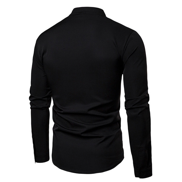 Új modell elegáns férfi ing fekete-fehér hímzéssel