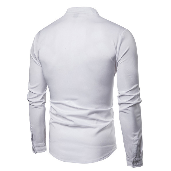 Új modell elegáns férfi ing fekete-fehér hímzéssel