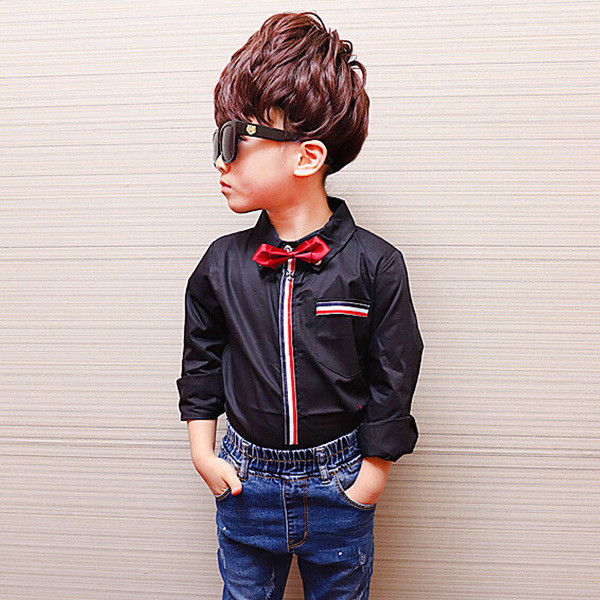 Stílusos gyerek ing fiúknak fehér és fekete színben